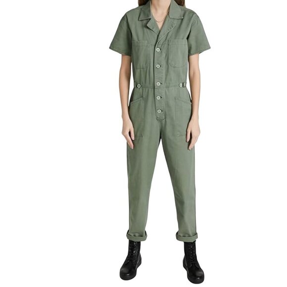 Pistola NWOT Grover Jumpsuit Colonel Green Cotton Snap Button Closure Size M - Picture 4 of 12